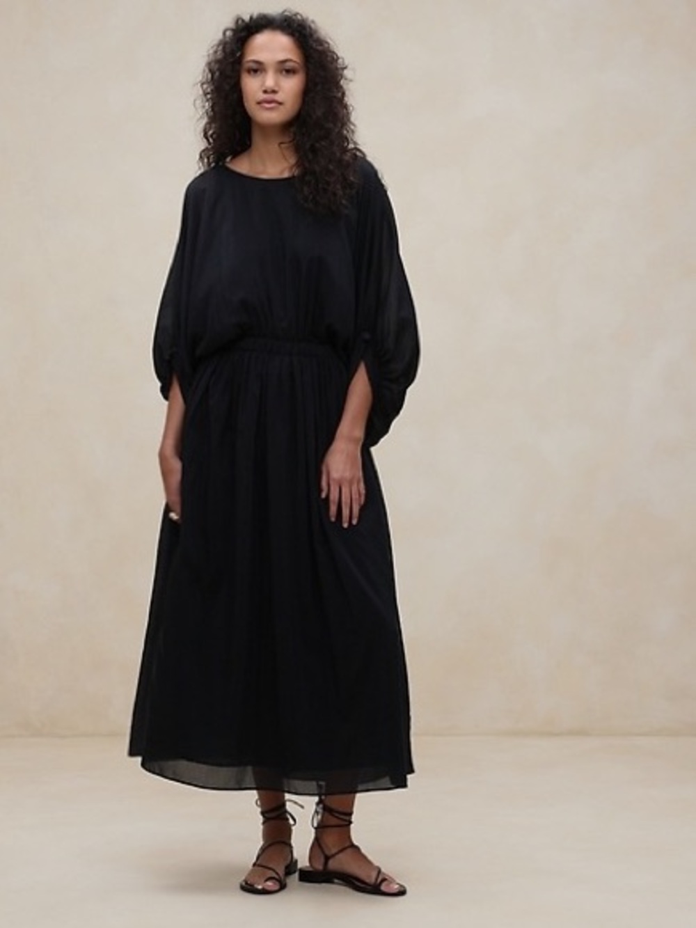 Banana Republic Black Billowy Midi Dress